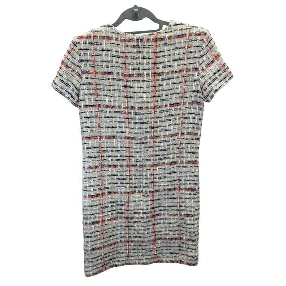 Chanel 18P Grey Tweed Midi Dress FR36 US4 Short Sleeve CC Logo Button Silk - Picture 7 of 16